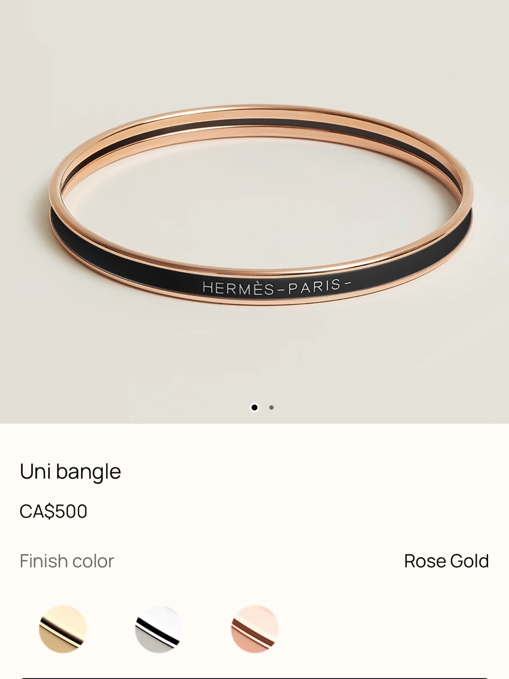 Hermès Rose Gold and Black Enamel Bangle